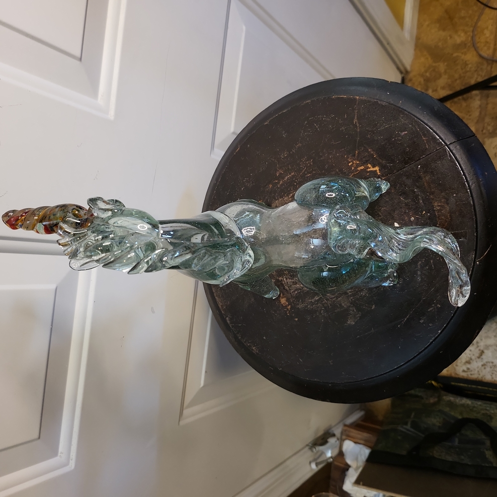 Vintage Murano Style Glass Unicorn Horse Sculpture Hand Blown 10" - Picture 5 of 12